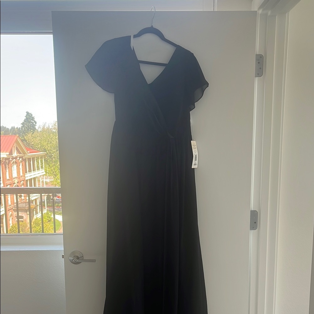Revelry Black Flutter Sleeve Maxi Gown